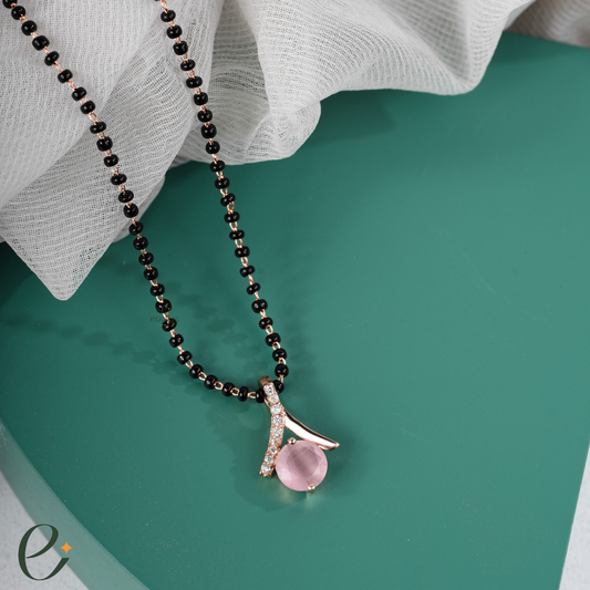 pink solitaire diamond mangalsutra