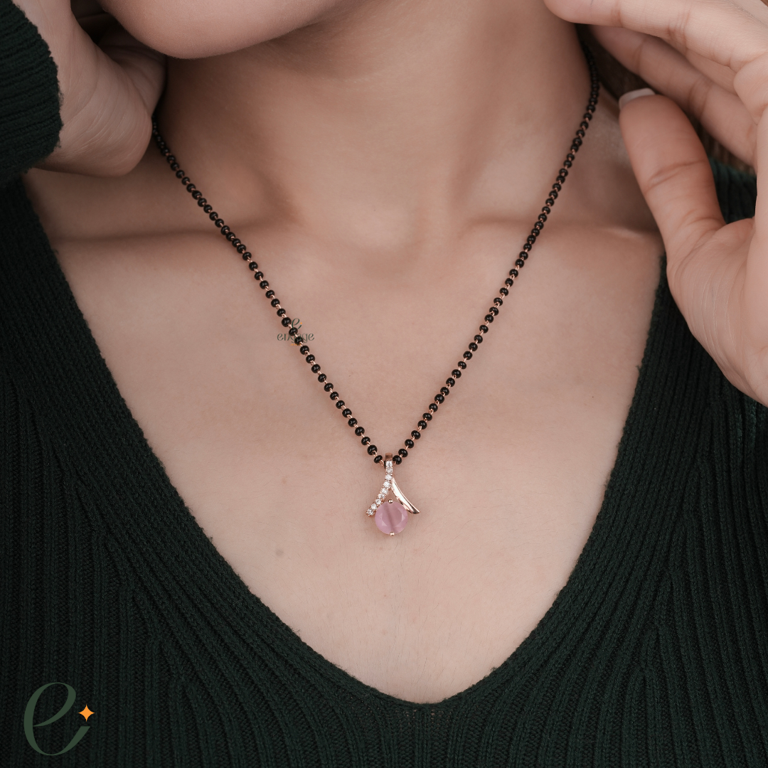 Pink Solitaire Diamond Mangalsutra