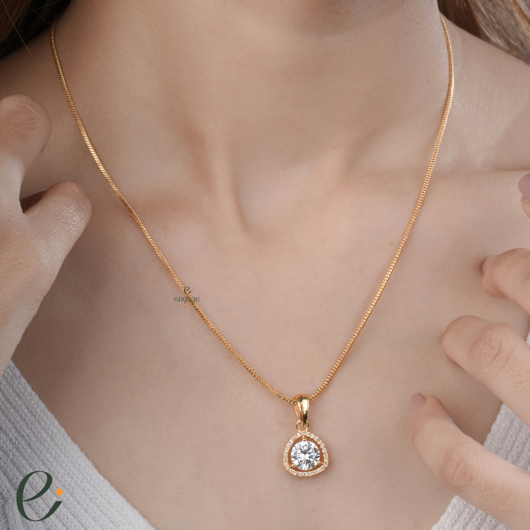 Solitaire Diamond Chain With Free Earrings