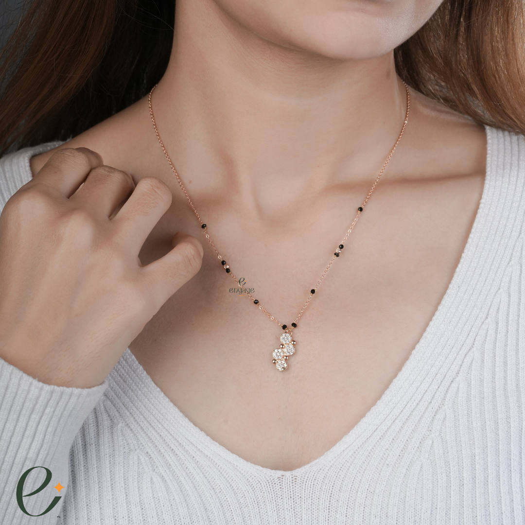 Four Flower minimalist diamond mangalsutra for women