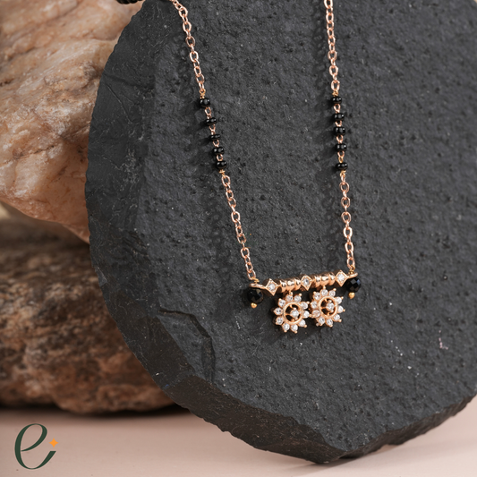 Twin Flower Diamond Mangalsutra