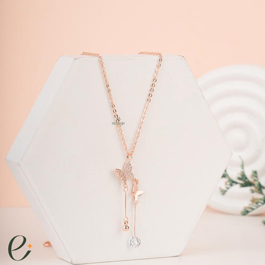 Diamond & Gold Flutter Butterfly Pendant