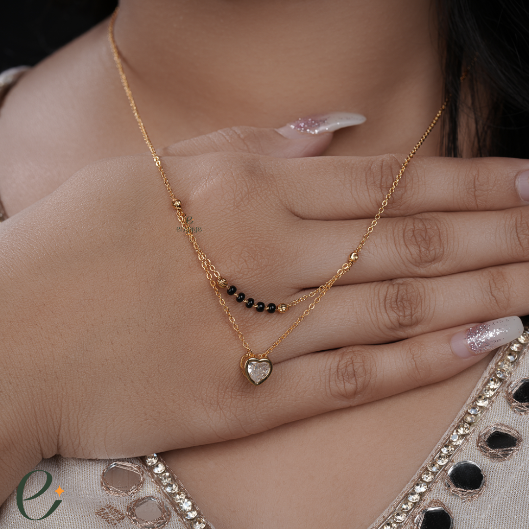 golden heart mangalsutra for women