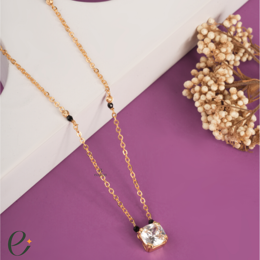 Square solitaire mangalsutra gold
