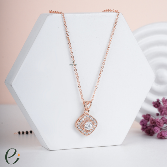 Rose gold necklace with a diamond pendant