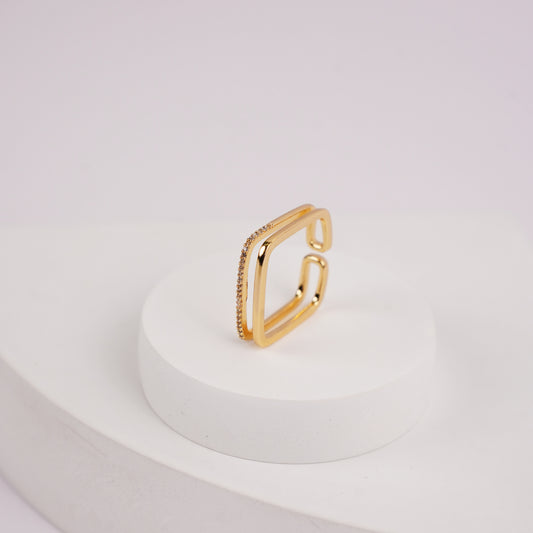 Double Layer Square Adjustable Ring