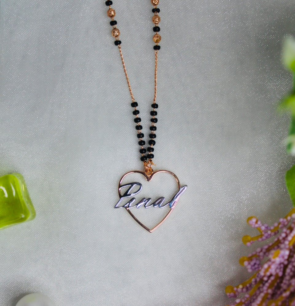 Classic Heart Name Mangalsutra – Customized Letter – Engage Jewels