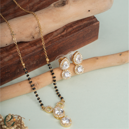 Teardrop mangalsutra with Earrings