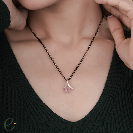 Pink Solitaire Diamond Mangalsutra