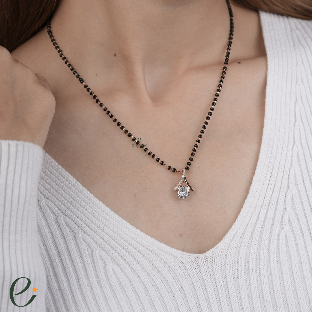 Elegant Pink Solitaire Diamond Mangalsutra for Women – Engage Jewels