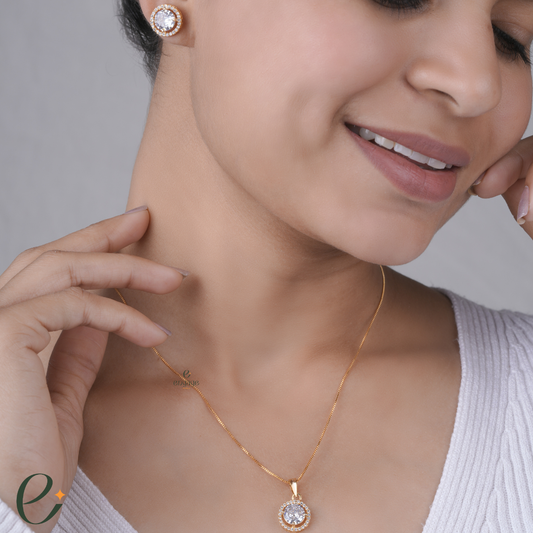 Golden Orbit Chain with Free Earrings