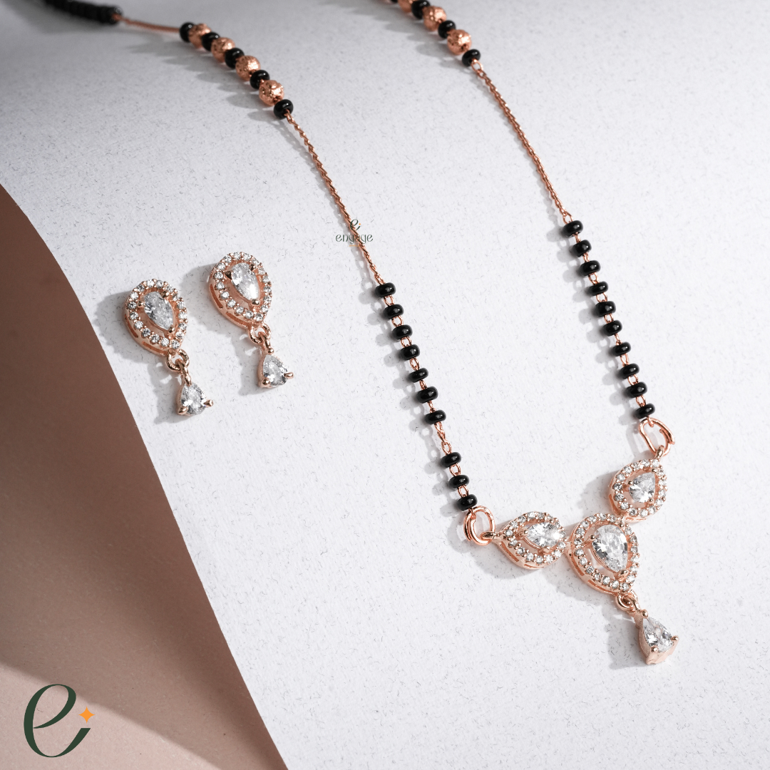 Trinity Diamond Mangalsutra With Earrings