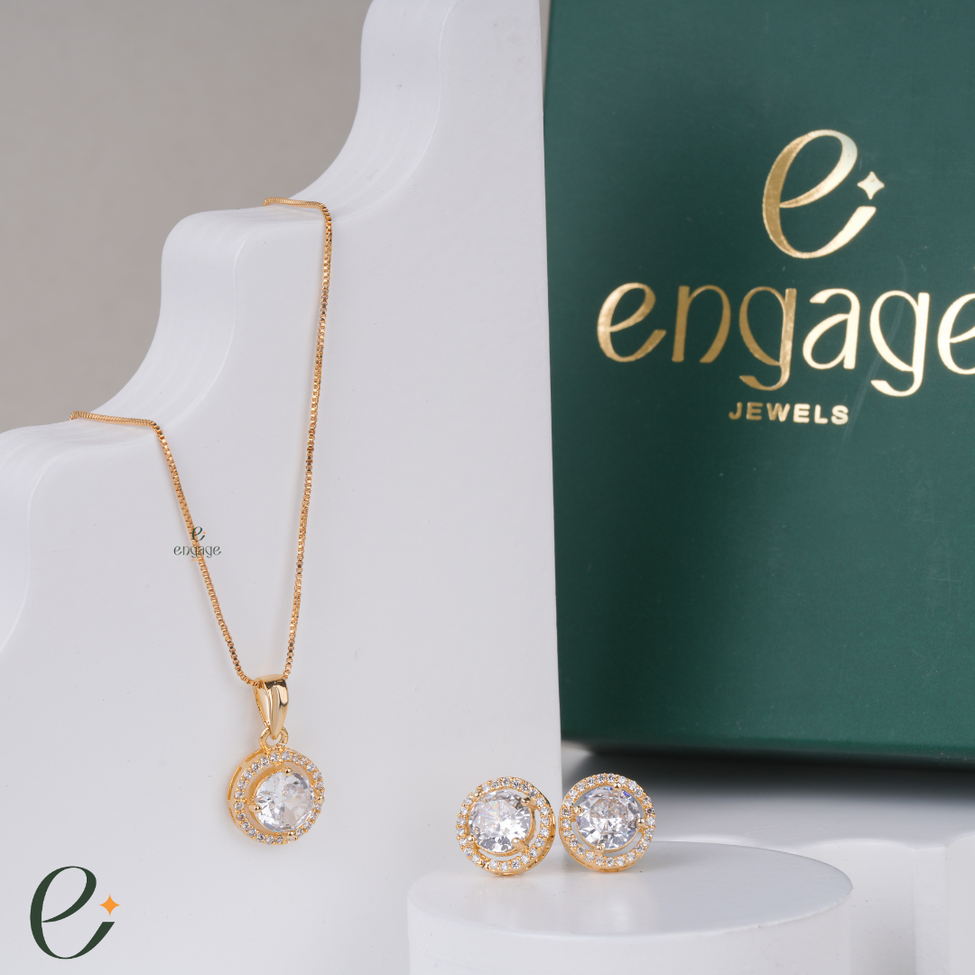 Golden Orbit Chain with Free Earrings