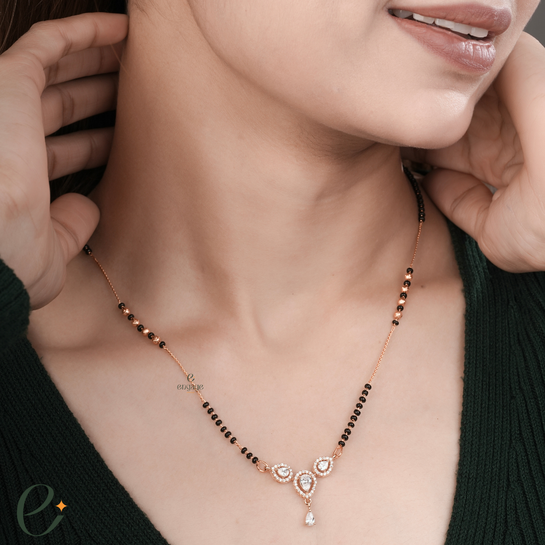 Trinity Diamond Mangalsutra With Earrings