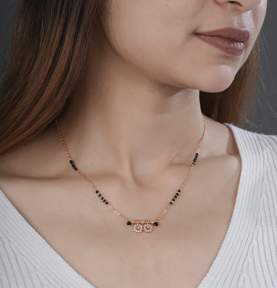 Twin Flower Diamond Mangalsutra - Engage Jewels
