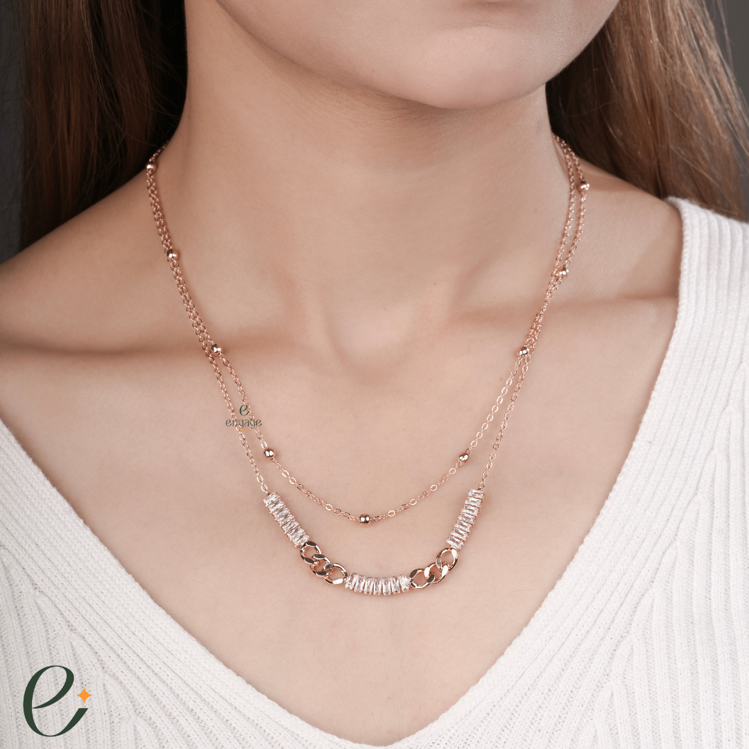 Two Line Chain Two Line Diamond Chain – Adjustable Rose Gold Chain – Engage Jewels