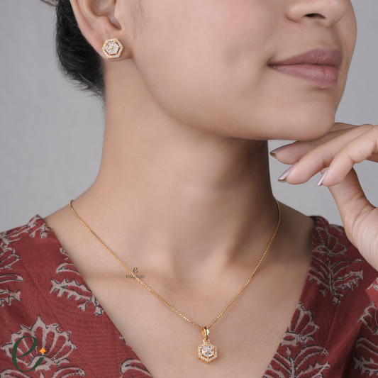 Hexagon Chain with Free Earrings