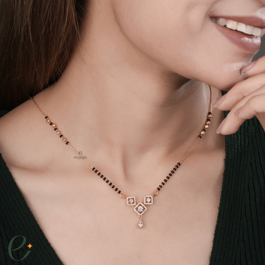 Modern Square Sparkle mangalsutra with earrings