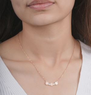 Daisy Trio Gold Plated Flower Necklace - Engage Jewels