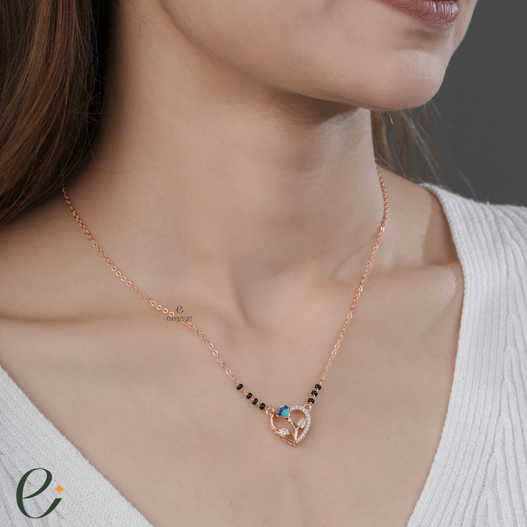 heart garden sparkle diamond mangalsutra