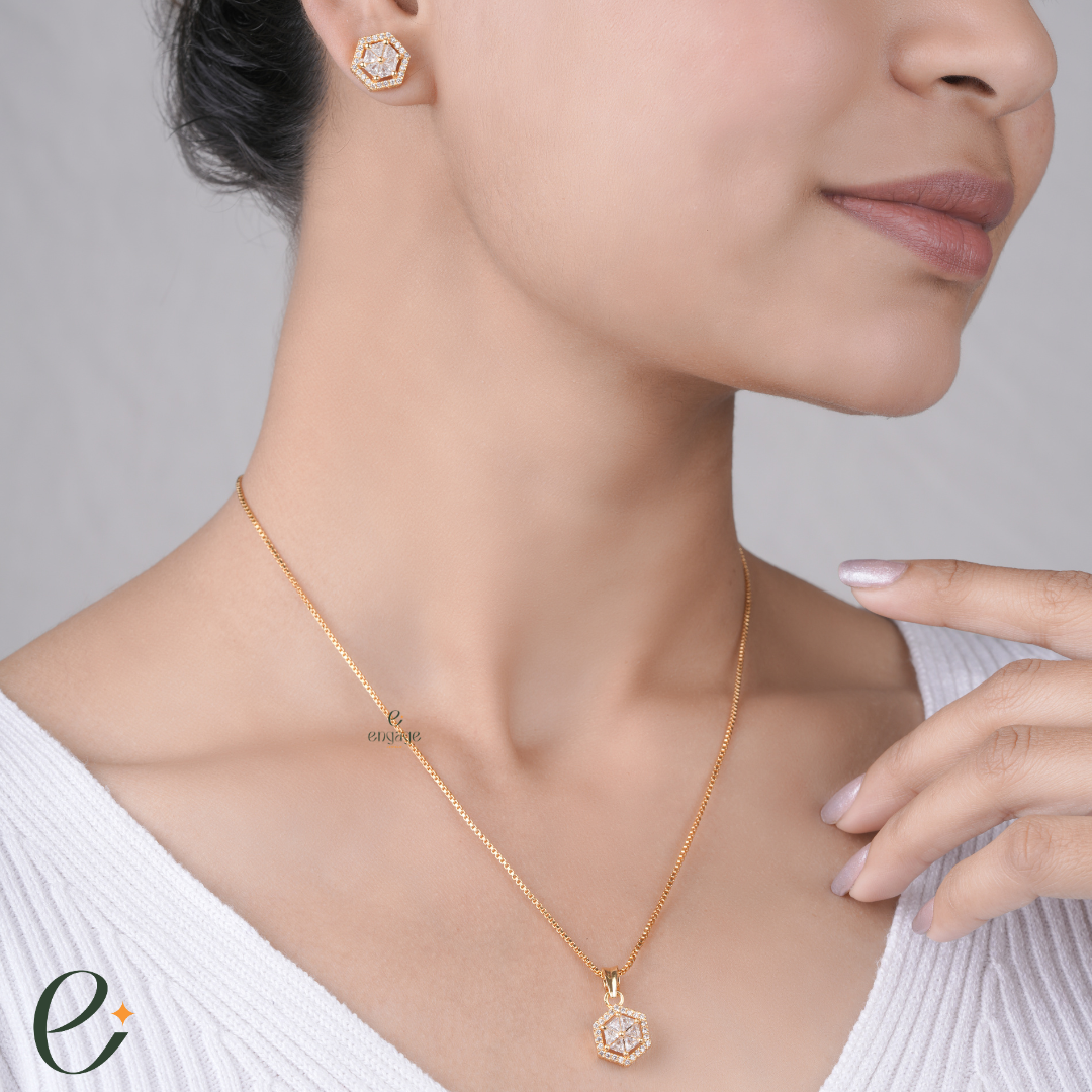 Hexagon Chain with Free Earrings