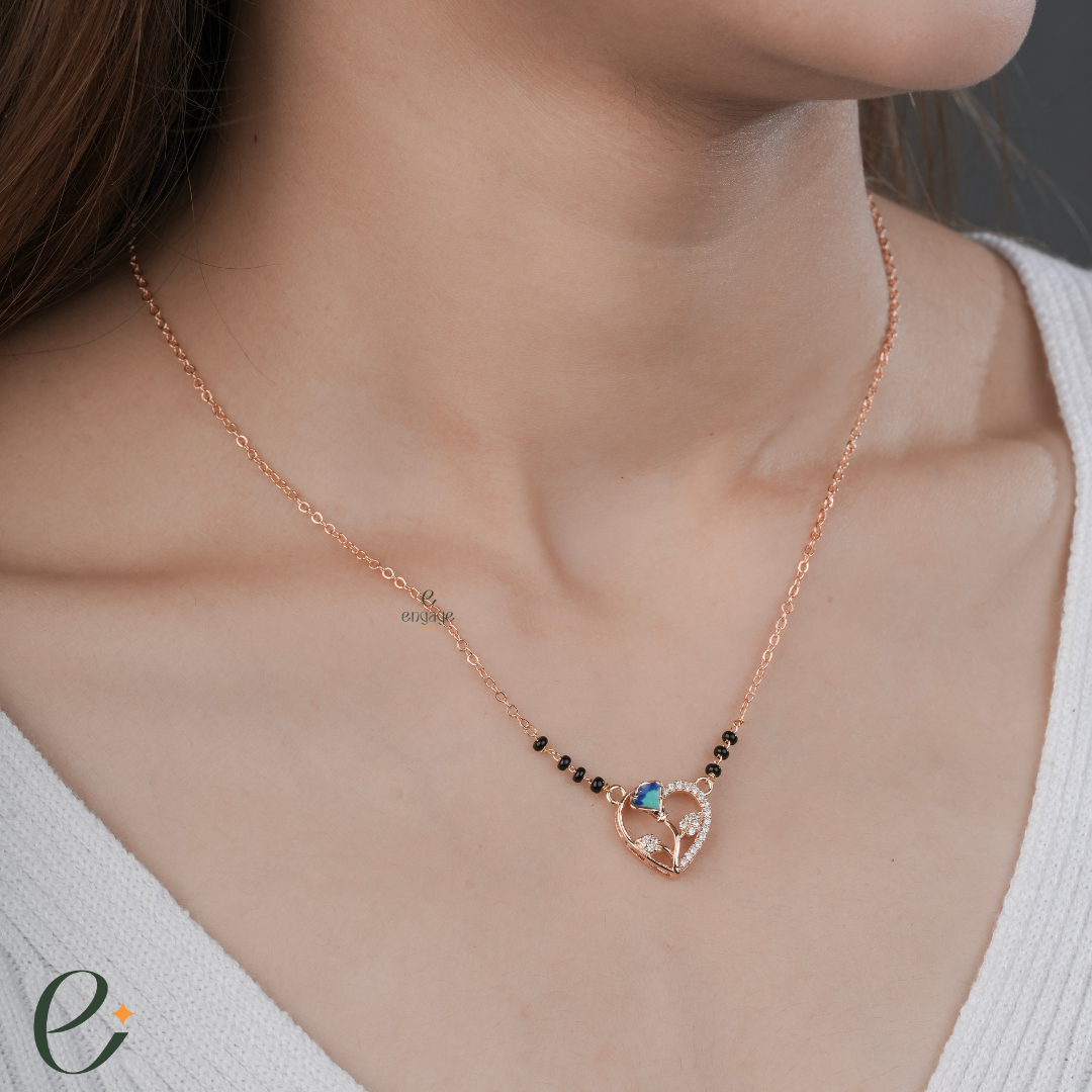 heart garden sparkle diamond mangalsutra
