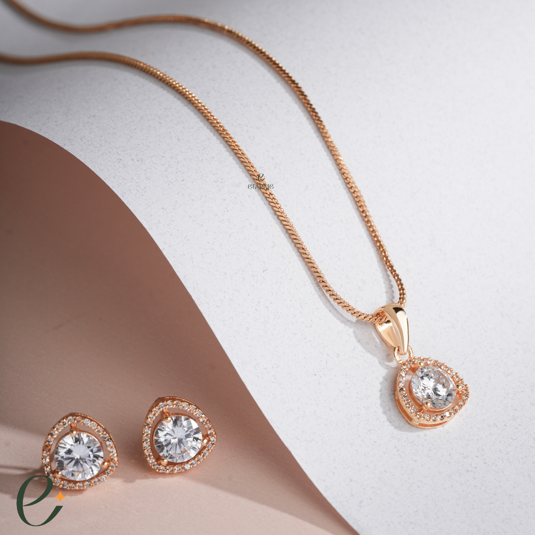 Solitaire Diamond Chain With Free Earrings - Main Image