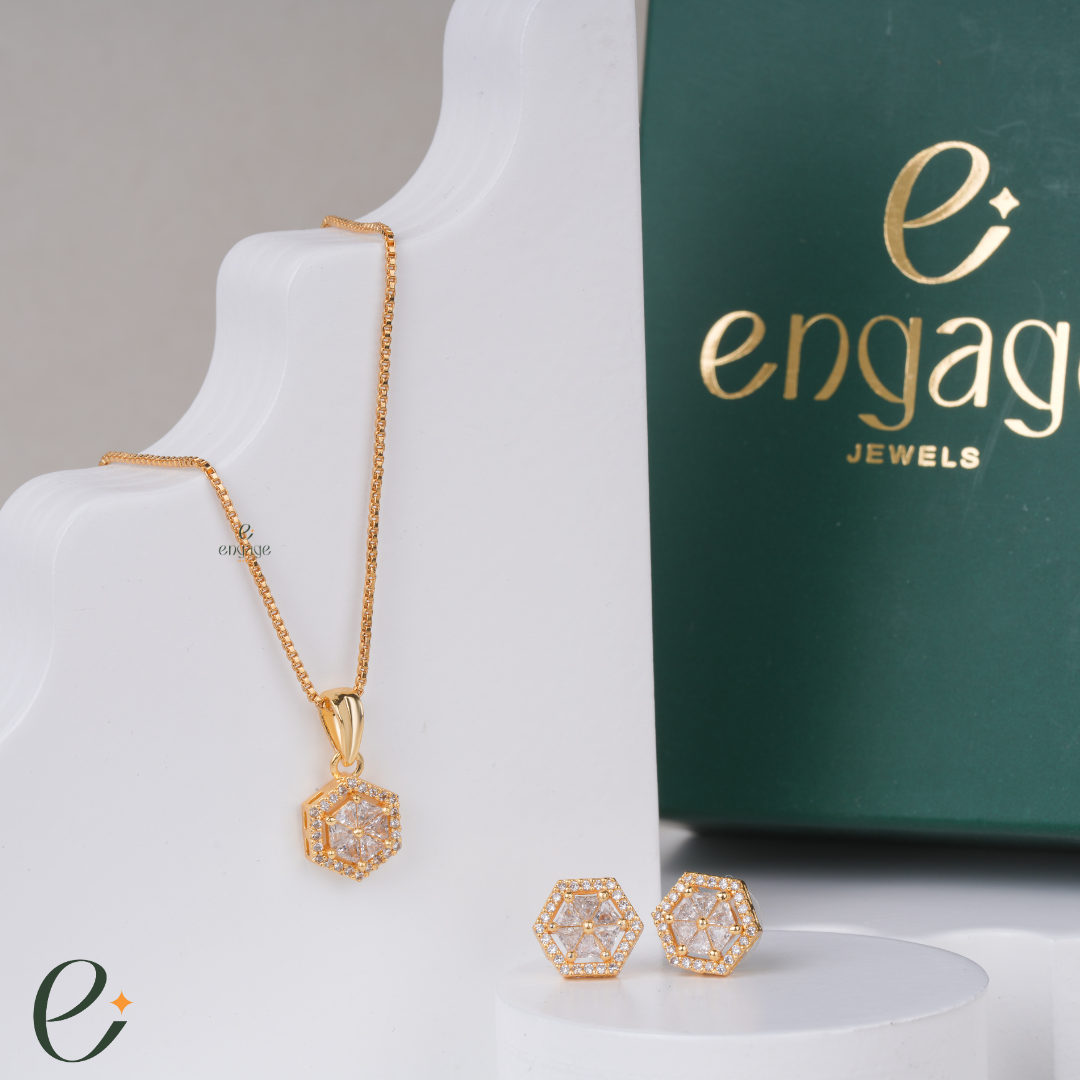 Hexagon Chain with Free Earrings