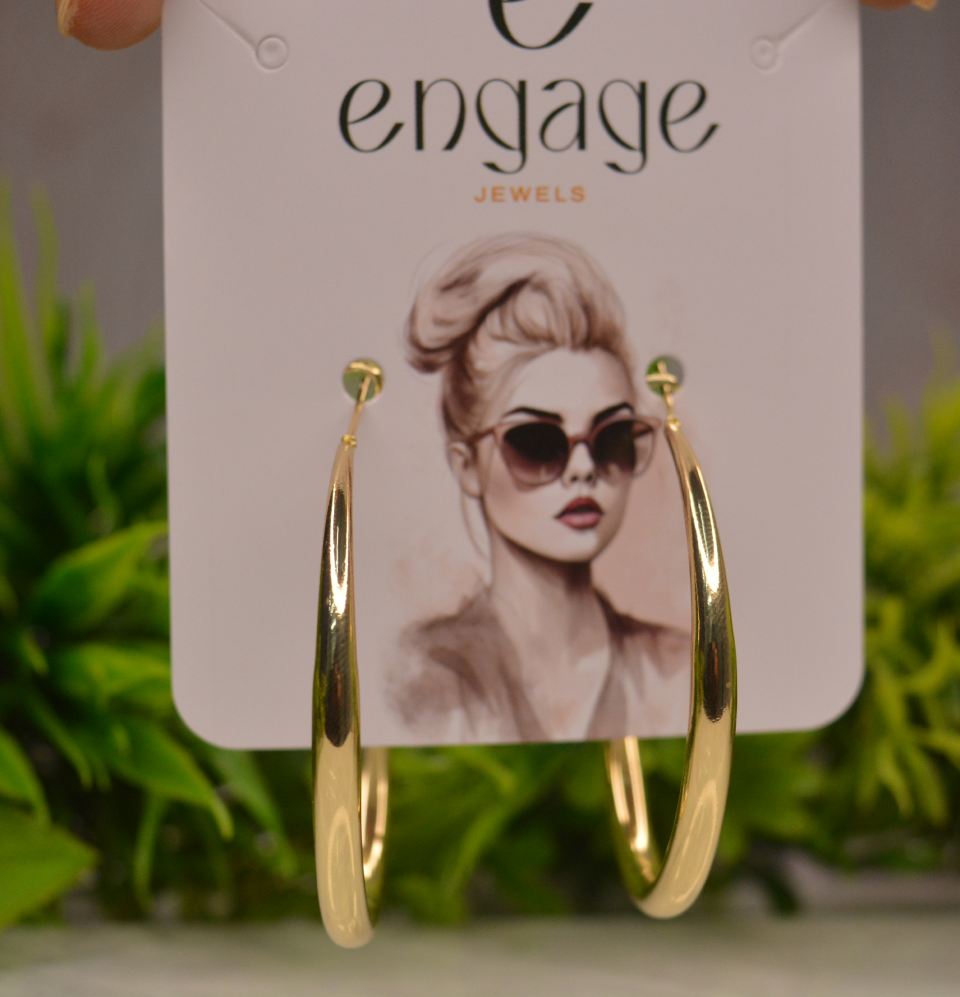 Gold-plated circular hoop Earrings - Engage Jewels
