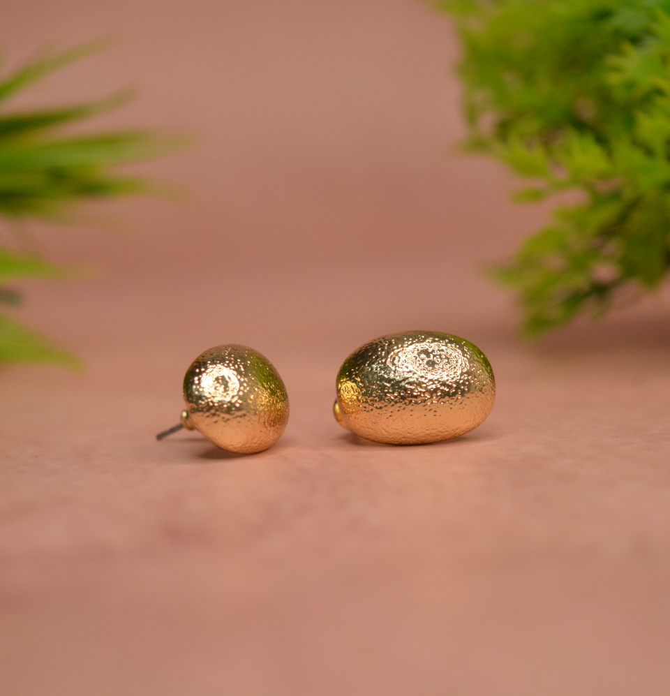 Gold Oval Ball earring - Engage Jewels