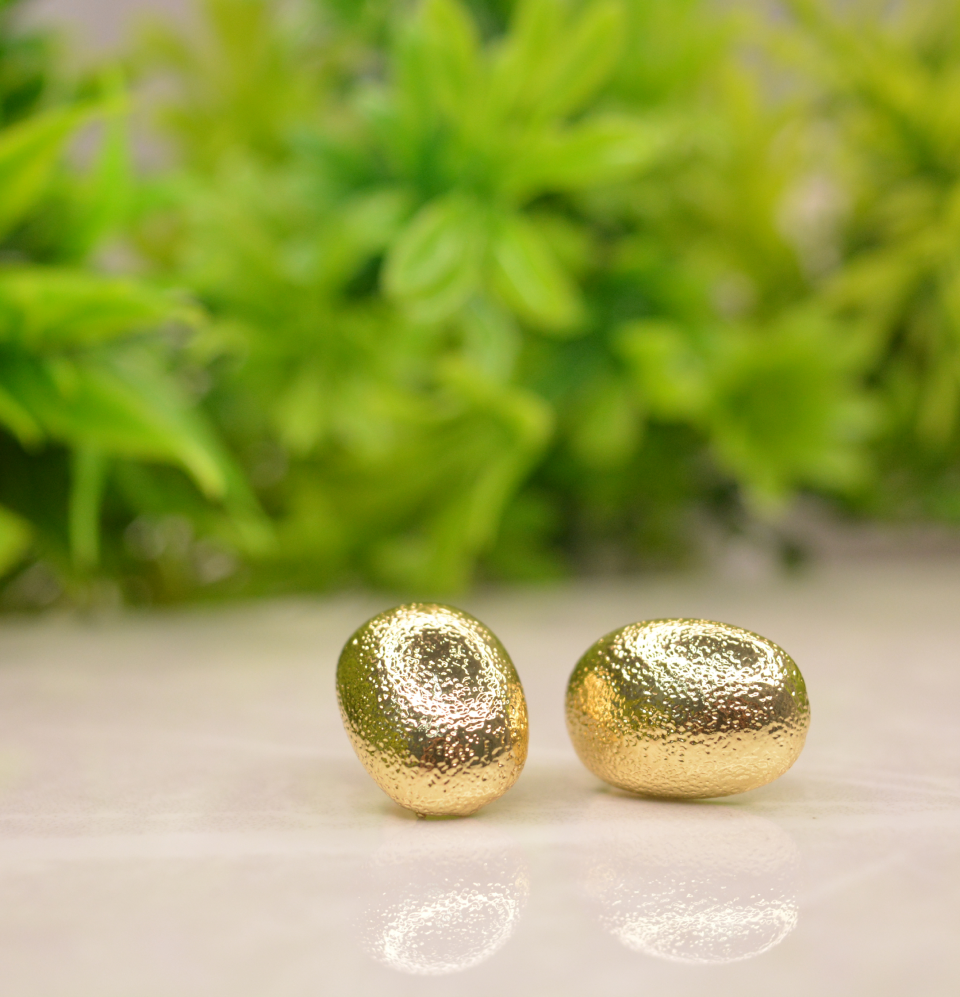 Gold Oval Ball earring - Engage Jewels