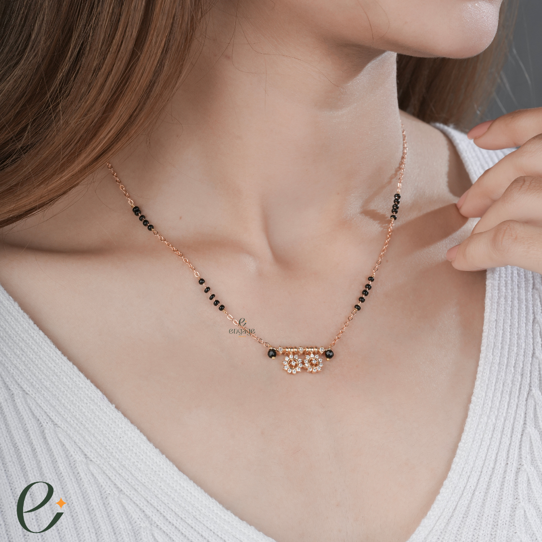 Twin Flower Diamond Mangalsutra