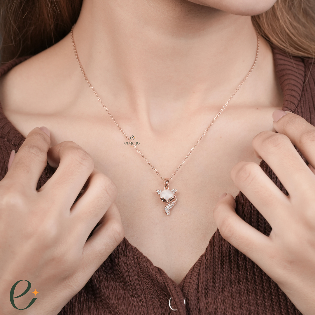 Pearl Fox Diamond Necklace
