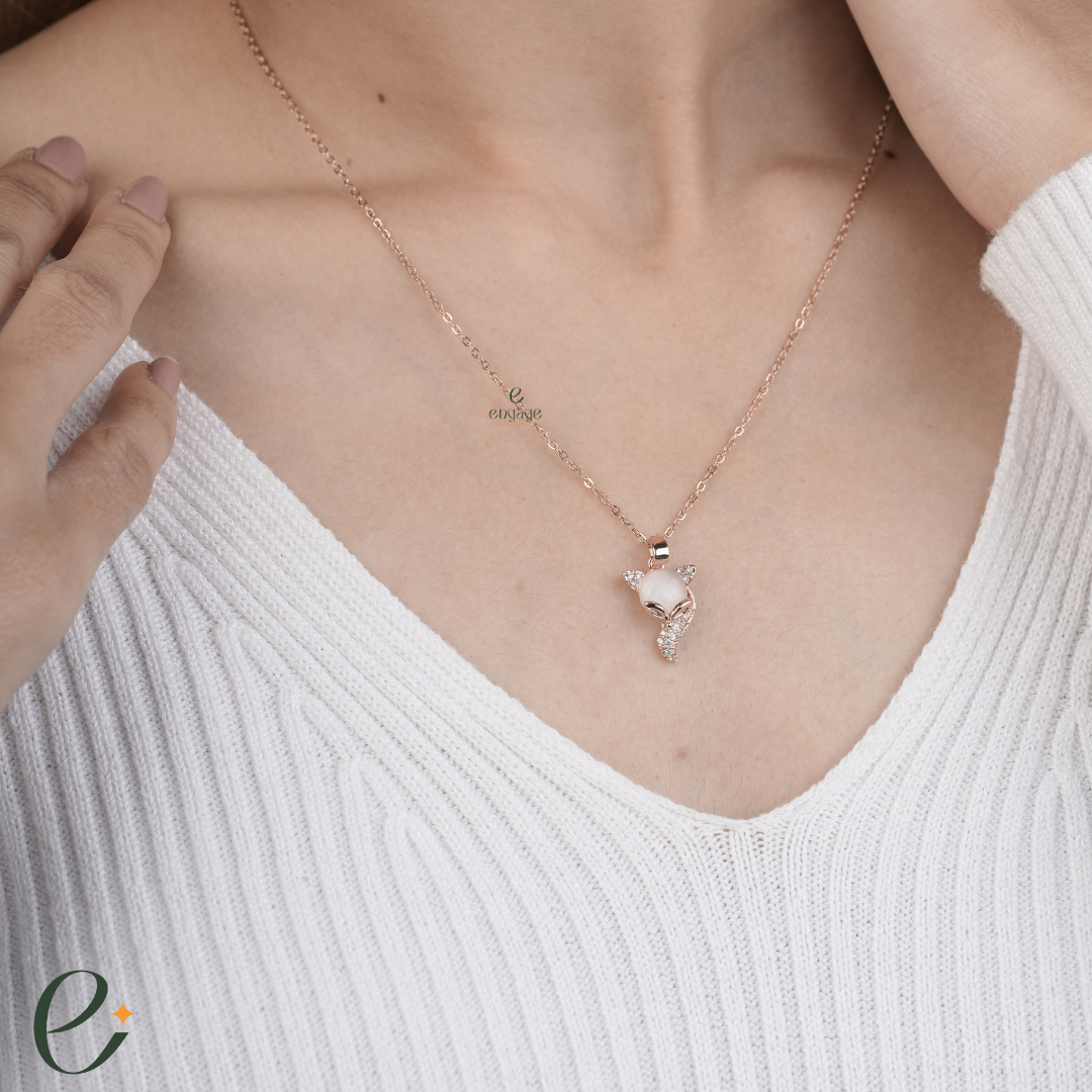 Pearl Fox Diamond Necklace