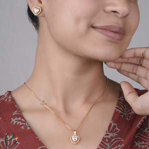 Twin Hearts Elegance Chain With Free Earrings