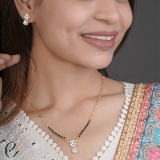 Teardrop mangalsutra with Earrings