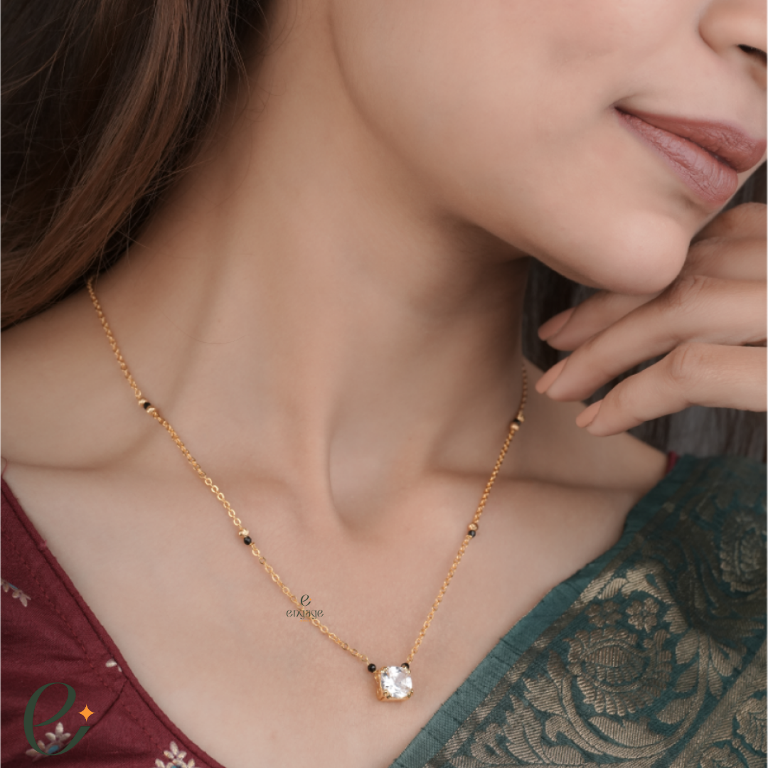 Square solitaire mangalsutra