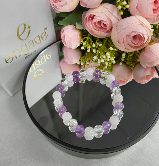White And Purple Gemstone Bracelet - Engage Jewels