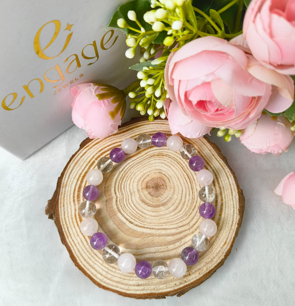 White And Purple Gemstone Bracelet - Engage Jewels