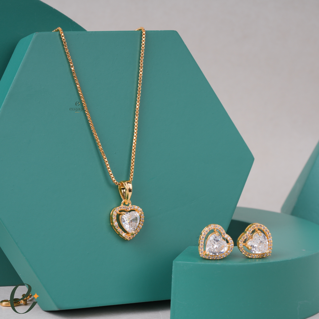 Twin Hearts Elegance Chain With Free Earrings