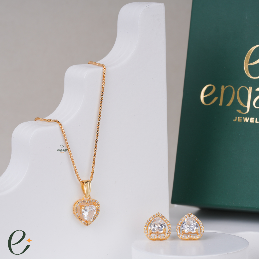 Twin Hearts Elegance Chain With Free Earrings