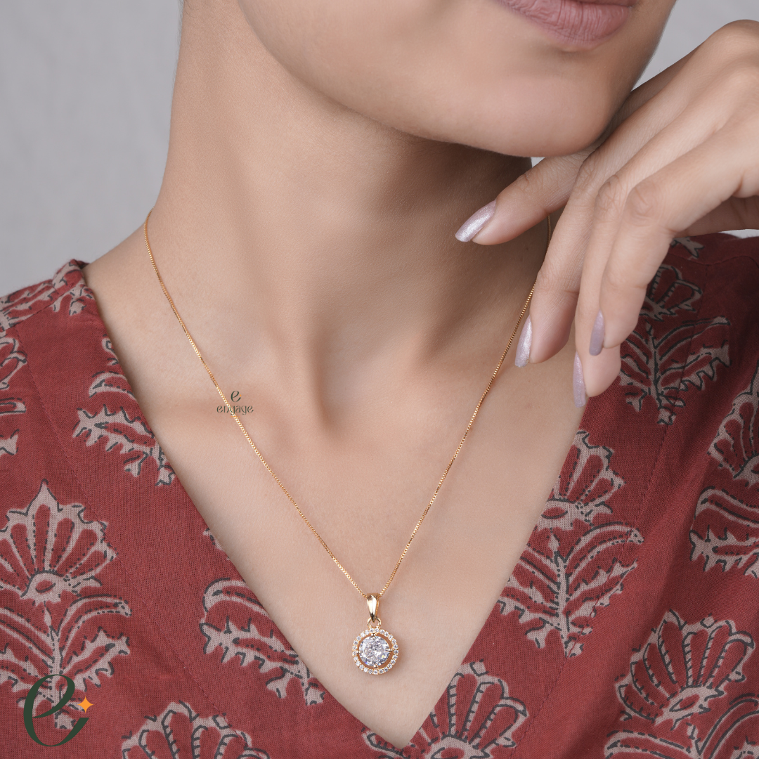 Golden Orbit Chain with Free Earrings