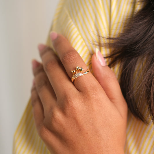 Floral Gold Adjustable Ring